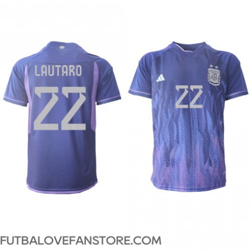 Argentína Lautaro Martinez #22 Vonkajší futbalový dres MS 2022 Krátky Rukáv